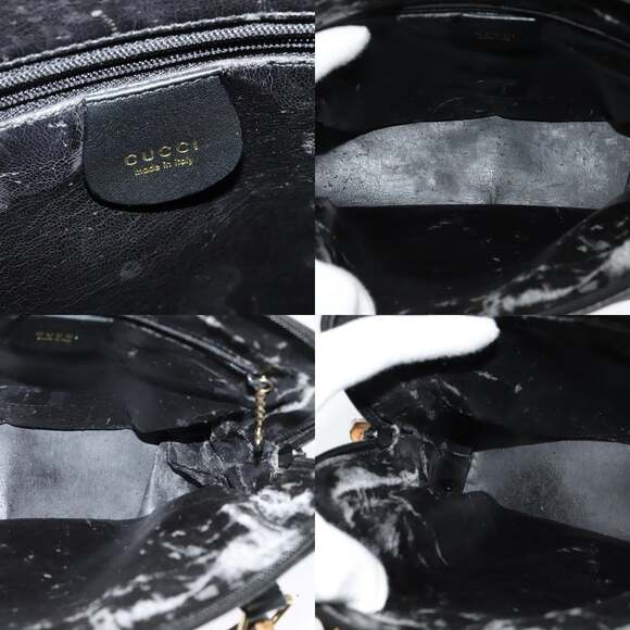 GUCCI Bamboo Hand Bag Leather Black Gold 000 2865 000 2865 - Picture 11 of 12